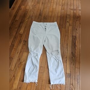 Wild Fable High Rise Slim Straight Distressed Raw Hem Women's sz 14 White Jeans